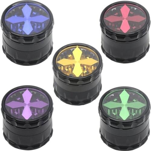 Transparent top cover 4 Layer Diameter 63MM Mill Smoke Crusher Smoking Pipe Herb Grinders Tobacco Cigarette Accessories