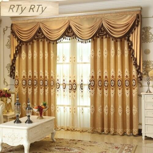 Luxury European livingroom curtains modern new french window embroidery curtains for living room high quality curtains