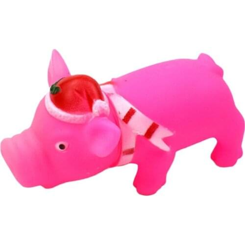 Christmas Dog Squeaky Chew Toy With Christmas Hat Pig Shape Toy For Small Medium Dogs Interactive Fetch And Play Training