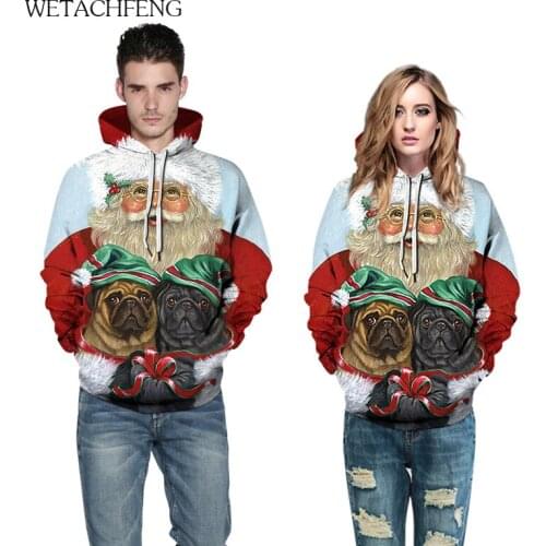 Christmas 2020 Womens Oversized Sweatshirt Funny Cute Dog Santa Printed Pullovers Tops Winter Unisex Hooded Hoodie Clothes