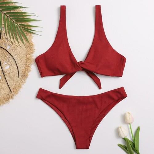 Sexy Halter Push Up Bikinis Women Triangle Brazilian Bikini Set Knotted Bathing Suit Bowknot Swimwear Beachwear Female Biquini