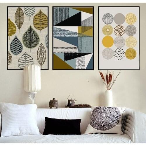 Nordic Creative Abstract Leaf Geometry Pattern Painting Living Room Decorative Canvas Painting Wall Art Posters and Prints