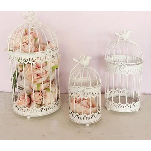 Modern iron wrought metal birdcage white small middle Sets large bird cage decoration hanging flowerpot succulent plants