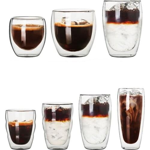 Borosilicate Walled Coffee/Tea/beverages Glasses Cup Shot Glass - Double Wall Insulated Latte Glass Espresso Coffee Mugs