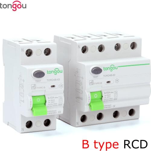 TONGOU Din Rail Earth Leakage Current breaker DC RCCB RCD 2P/4P 63A 30mA 300mA Type B 6KA