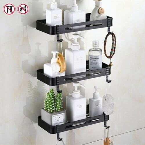 Drill-free toilet triangle shelf bathroom corner corner wall hanging bath space aluminum toilet storage shelf