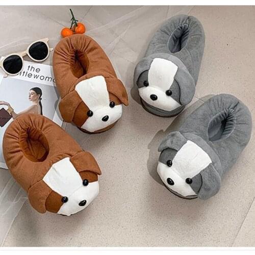 Women Shoes Home Cartoon Cotton Slippers Womens Winter Cute All-Inclusive With Plush Shoes Padded Cotton Shoes For Dogs Flats
