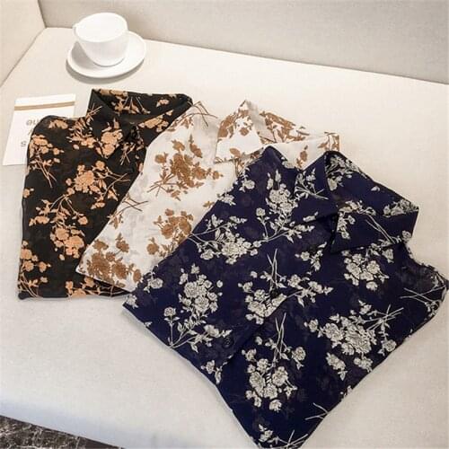 Spring Autumn Vintage Women Print Shirt Tops Casual Office Chiffon Blouse Female Long Sleeve Shirts Blusa Plus Size 4XL AB1236