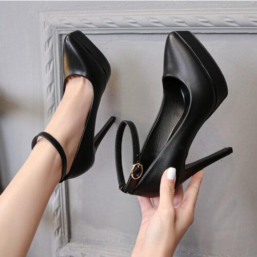 2021 Summer Brand Ankle Straps Womens Sandals 10 Cm Sexy Pointed Toe Platform Pumps Matte Leather Ladies High Heels women