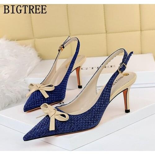 Butterfly-knot Slingback Sexy High Heels Designer Shoes Women Luxury 2021 Vintage Heels Fetish High Heels Buty Zapatos De Mujer