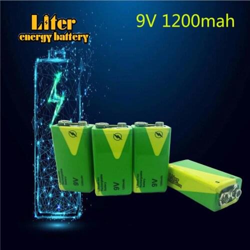 1/2/4 Pieces High Capacity 1200mah 9v Volt Rechargeable lithium Batteries Instruments Smoke Alarm Batterey Pack