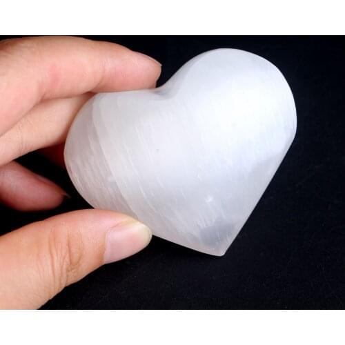 1PC Transparent Heart Shaped White Selenite Gypsum Stone Quartz Crystal Love Power Relaxation Divination Reiki Healing Decor
