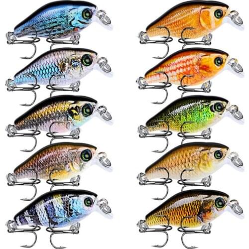 10pcs Mini Crankbait Fishing Lure 45mm 4g Topwater Artificial Hard Bait Minnow Swimbait Trout Bass Carp Fishing Bionic painted