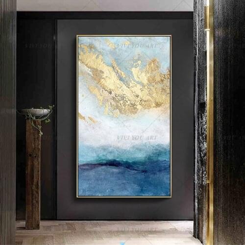 100% Handmade White Light Blue Canvas Painting Abstract Wall Art Pictures for Living Room Big Cuadros Tableaux Gifts