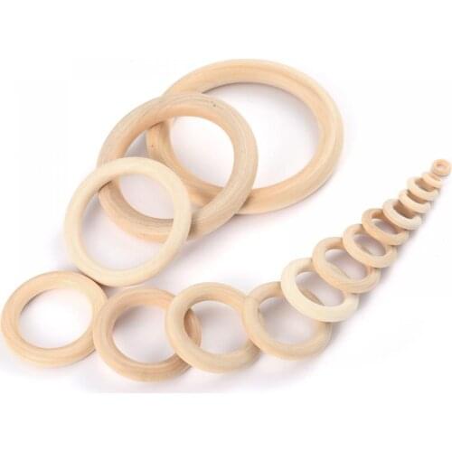 12-125mm Natural Wood Circle DIY Crafts Lead-Free Eco-Friendly Wood Beads For Jewelry Making Wooden Ring Kids Toy Accessories