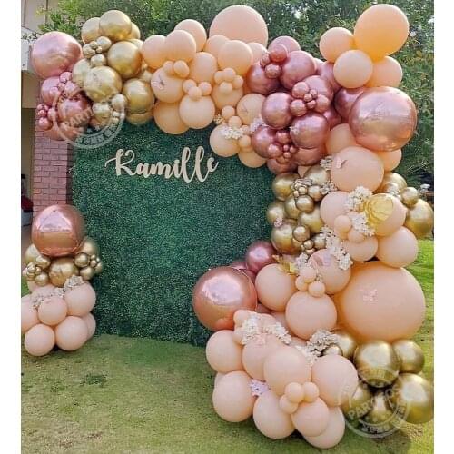 153pcs Macaron Orange Balloon Garland Butterfly Arch Rose Gold Metallic Latex Balloons Wedding Baby Shower Birthday Party Decora