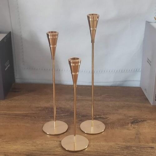 3Pcs/Set Candlestick Metal Candle Holders Simple Golden Wedding Decoration Bar Party Living Room Decor Home Decor
