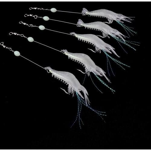 5 Pieces Shrimp Fishing Lure Luminous Shrimp Bait Saltwater Lures Fishing Tackle Lifelike Shape and Touching Feeling