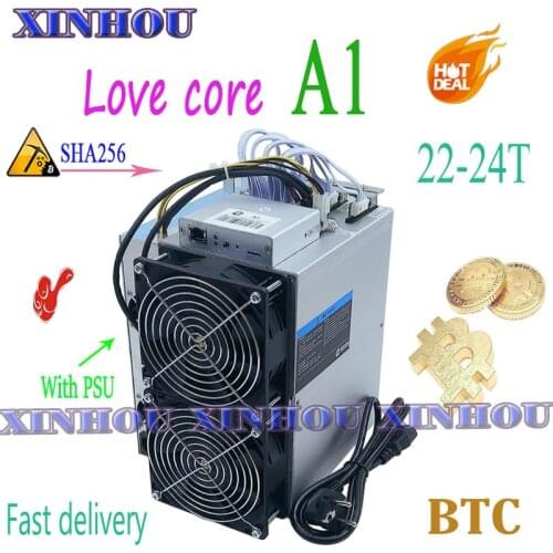 BTC BCH miner Love Core A1 22-24T SHA256 ASIC miner With PSU Economic Than M20S M21S T3 T2 T2T Antminer S9 S17 T17 S17e E12 A1