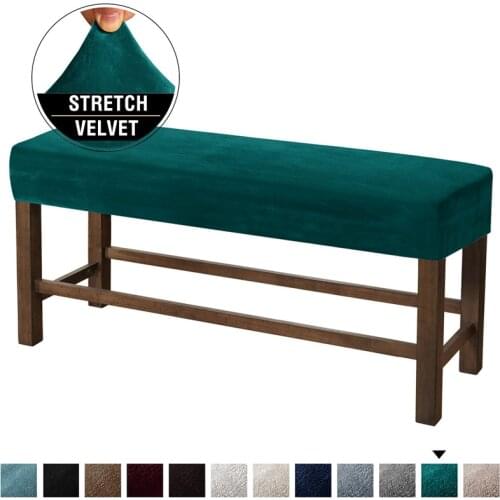 Strech Velvet Bench Covers Piano Chair Cover All-inclusive Rectangular Solid Color Thickened Stool Cover for Bedroom Living Room
