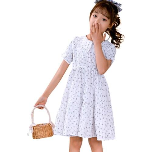 Kids Dresses For Girls Floral Pattern Dress For Girl Casual Style Children Dresses Summer Costume Girl 6 8 10 12 14