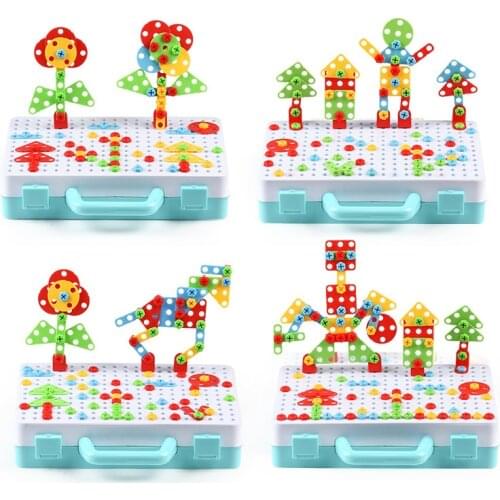 Children Electric Drill Toys Nut Disassembly Match Tool Assembled Blocks Sets Educational Toys For Boys Building Design Gift