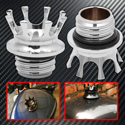 Chrome Motorcycle Crown Style Gas Cap Vented Fuel Tank Right-hand Thread For Harley Touring Dyna Softail Sportser 883 1200 FLHR