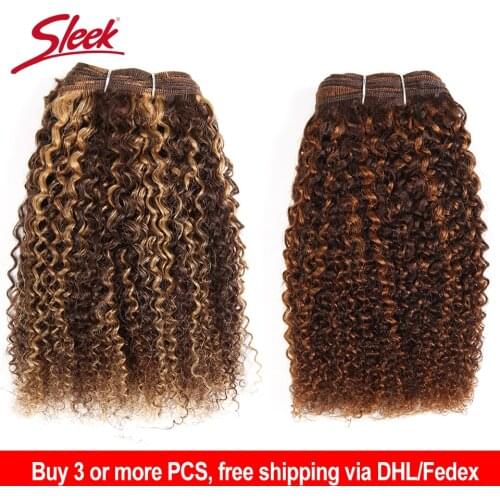 Sleek Afro Kinky Weave Curly Hair 1 Piece Only Ombre Brazilian Human Hair Weave Bundles Deal #P4-27 #P4-30 Remy Hair Extension