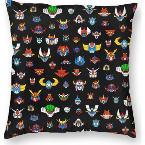 Ufo Robot Logo Square Pillowcover Decoration Goldorak Grendizer Mazinger Z Cushions Throw Pillow for Living Room Double-sided