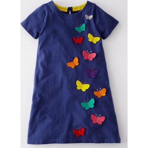 Girls Summer Dresses 2021 New Europen and American Children Knee-Length Animals Printed Party Dress for Baby Girl Clothing Dress