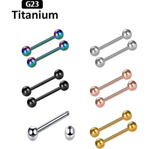 New 14G 16G G23Titanium High Quality Classic Concise Style Barbell Tongue Rings Eur Bone Rod Straight Rod Body Piercing Jewelry