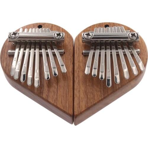 1 Set Solid Wood 8-tone Kalimba Finger Piano Heart-shaped Thumb Piano Couple Gift Thumb Piano (left + Right) Keyboard Musical