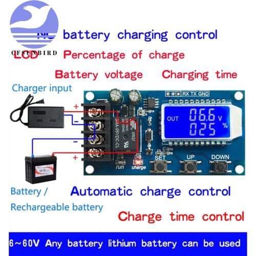 New 10A 6-60V Lithium Battery Charge Controller Protection Board LCD Display Battery Charging Control Module