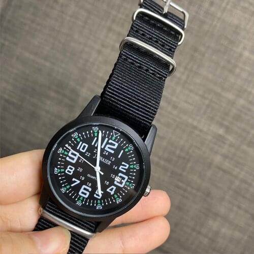 Luxury Brand Couple Watch Fashion Big Dial Canvas Band Quartz Military Mens Wrist Watch Canvas Band Ladies Parejas Regalos