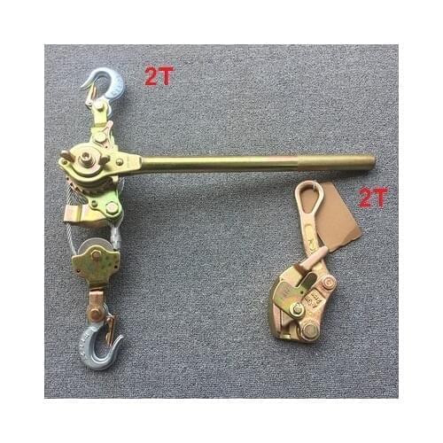 2T--3T hand puller with wire grip , Japanese style ratchet cable puller hand steel wire rope puller ratchet pulling wire gri