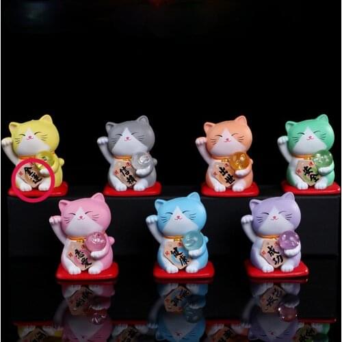 Cartoon Lucky Cat Doll Decoration Creative Good Fortune Cat sculpture statue blind box Car Decor Cute Gift Cake Decoration