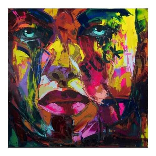Laugh Hand painted Francoise Nielly Face Oil Painting Wall Art Wall Pictures For Living Room Home Decor Caudros Decoration