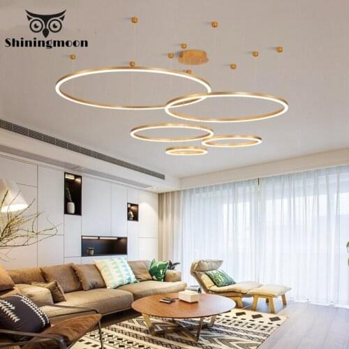 Modern Luxury Led Chandelier Lighting Acrylic Golden Kitchen Hanging Lamp Chandeliers Lamps Suspension Luminaria Home Decor Lamp