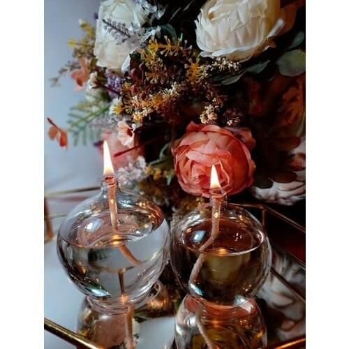 Viyale Store Sphere Standard Glass Oil Lamp Dual Set