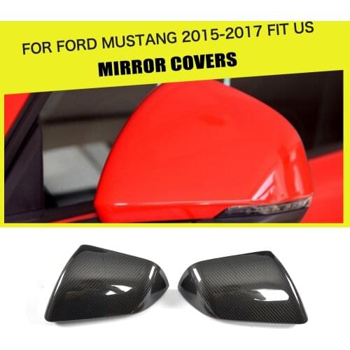 Add On Style Car Rear Review Mirror Cover Caps DRY Carbon for Ford Mustang coupe 2 door 2015 - 2017 Fits US LHD
