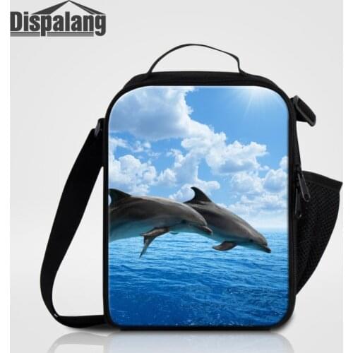 Dispalang Dolphin Print Lunch Bags Cooler Insulated Lunchbags for Women Kids Thermal Food Bag Lunch Box Picnic Bag Tote Handbag