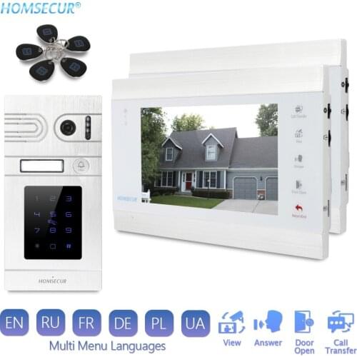 HOMSECUR 4 Wire 7" Video DoorPhone Intercom System with 1.3MP Waterproof Camera Flush Mount IR Night Vision IC Password Unlock