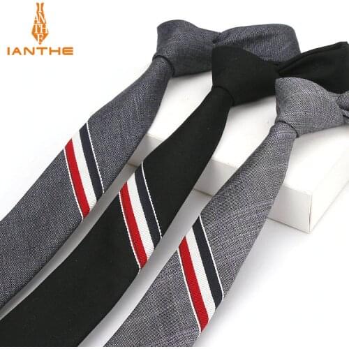 6cm Vintage Stripe Solid Ties for Men Skinny Cotton Necktie Corbatas Hombre Gravata Slim Marriage Groom Neck Tie Classic Bowknot