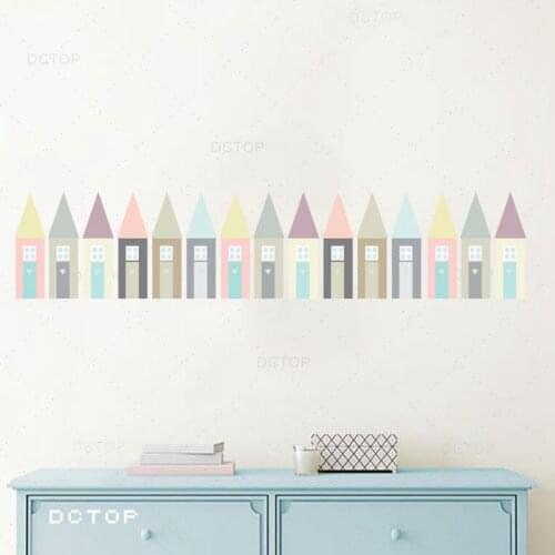 High Quality Creative Cartoon House Pattern Wall Stickers for kids room Living Room Bedroom Wall Self-Adhesive Sticker ccs4015