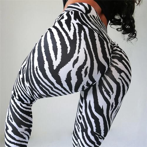 SVOKOR Ladies Leggings High Waist Printing Fitness Leggings Quick Dry Slimming Zebra Pattern Legging Women