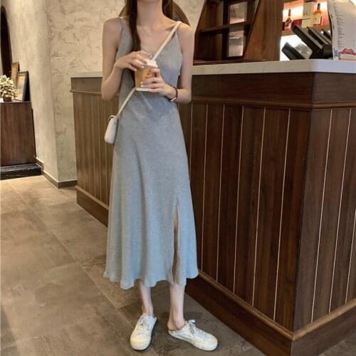 2021 Spring Casaul Women Dress Sleeveless Korean Style Women Clothing V Neck Striped Vestidos Vestidos De Mujer Casual WPY3037