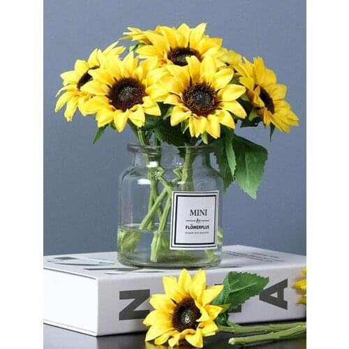 1pc 50cm Flower Silk Artificial Sunflowers Bouquet Wedding Party Decoration Floral Home Accessories Fake DIY Flowers Branch
