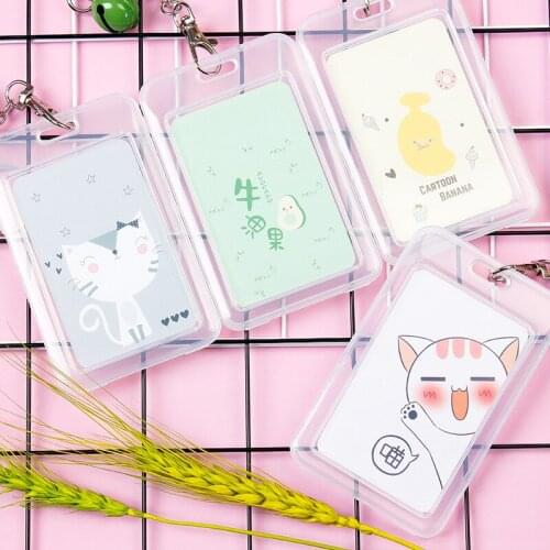 1PC ABS Plastic Keychain Work Card Holder with Bell for Company Staff Workers Name ID Badge Holder Bank Credit Card Case Sleeve