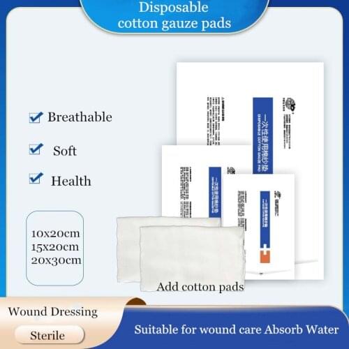 2Pcs/Bag Medical Sterile Degreased Cotton Gauze Pads Add Cotton Sheet Wound Care Disposable Wound Dressing First Aid Gauze