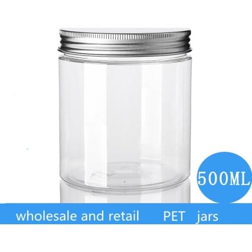 250/400/500ml Empty Cream Jar Facial Mask PET Container Bottles Clear Bottle With aluminum lid Makeup Cosmetic Packing Bottle